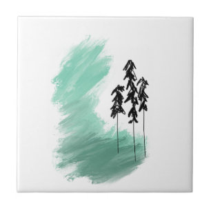 Carreau Arbre vert scandinave art simple menthe moderne