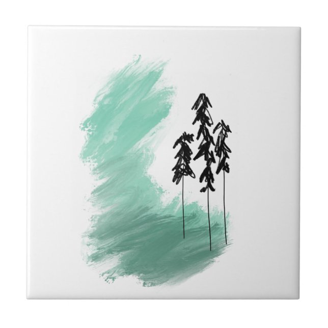 Carreau Arbre vert scandinave art simple menthe moderne (Devant)