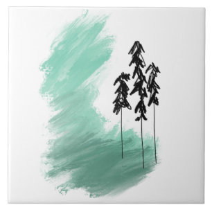 Carreau Arbre vert scandinave art simple menthe moderne