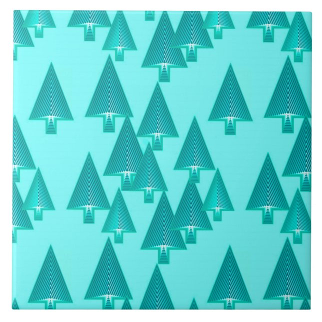 Carreau Arbres de Noël métalliques modernes - turquoise (Devant)
