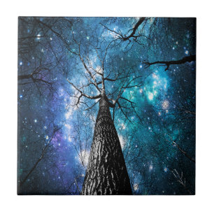 Carreau Arbres noirs tombant des étoiles
