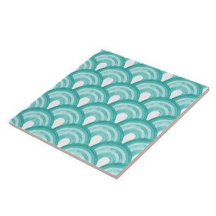 Carreau Arc en aquarelle - turquoise