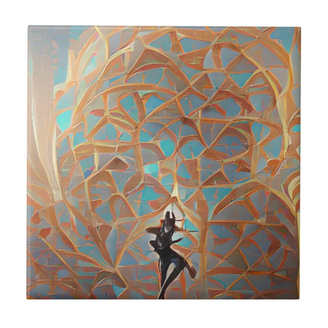 Carreau Architecture arabesque or turquoise avec danseur  (Devant)