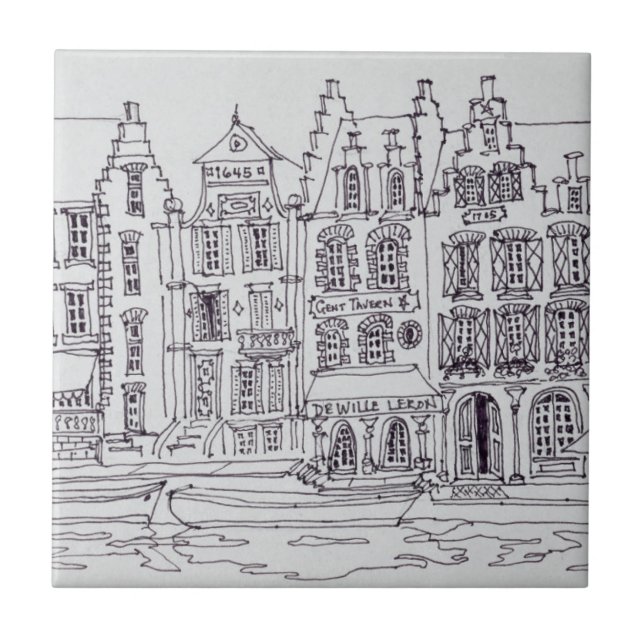 Carreau Architecture flamande au bord de l'eau, Gand, Belg (Devant)