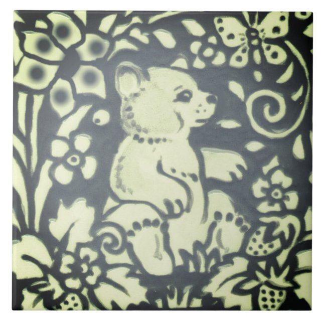 Carreau Ardoise Gris Vert Ours Cube Floral Bois Nature (Devant)