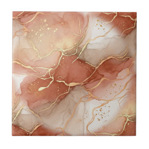 Carreau Argile Chaude et Marbre Taupe - Lignes Métalliques