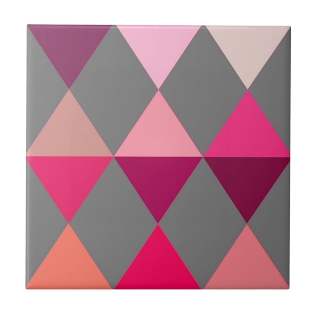 Carreau Arlequin / diamant motif - Gris et vin (Devant)