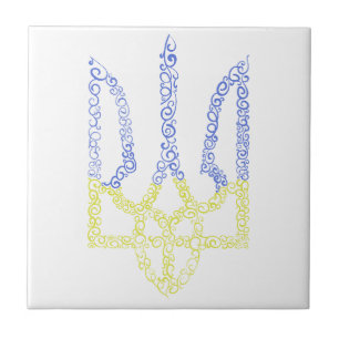 Carreau Armoiries de l'Ukraine trident motif de la spirale