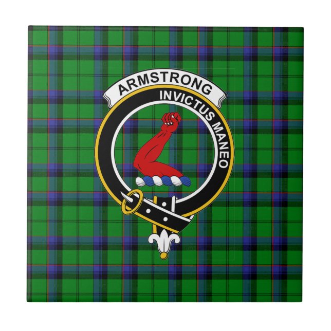 Carreau Armstrong Tartan, Badge et devise de Clan (Devant)