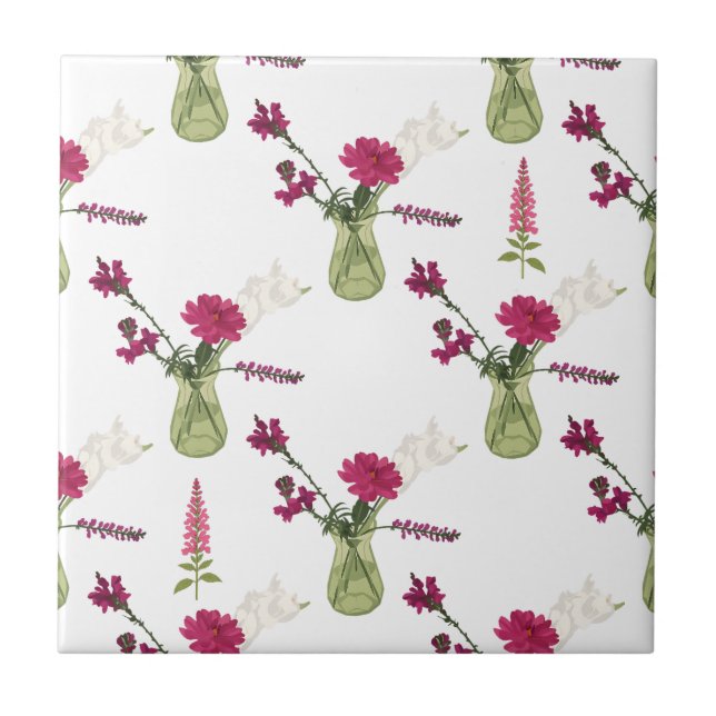 Carreau Arrangement exotique de fleurs dans le verre (Devant)