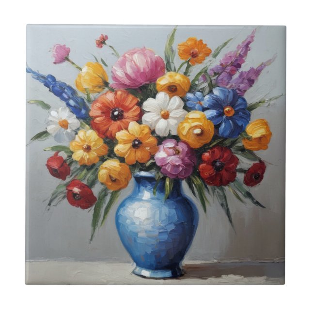 Carreau Arrangement floral coloré (Devant)