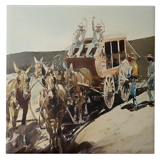 Carreau Arrêt de coche de diligence par Edward Borein (Devant)
