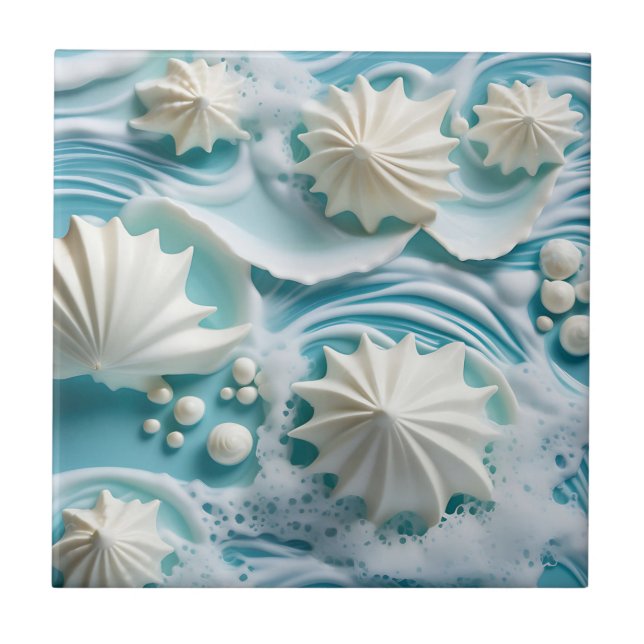 Carreau Arrière - plan bleu clair avec coquillages (Devant)