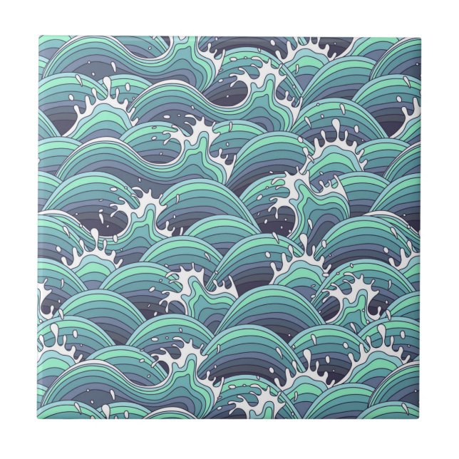 Carreau Arrière - plan décoratif de vague de mer (Devant)