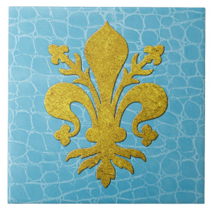 Carreau Arrière - plan en cuir Fleur-de-lis Or Faux