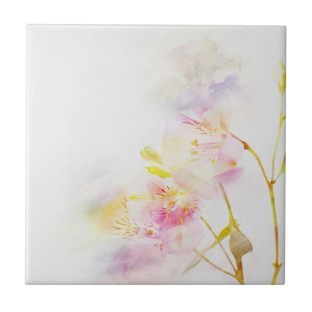 Carreau arrière - plan floral avec des fleurs d'aquarelle (Devant)