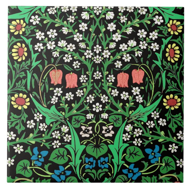 Carreau Arrière - plan floral de William Morris et noir (Devant)