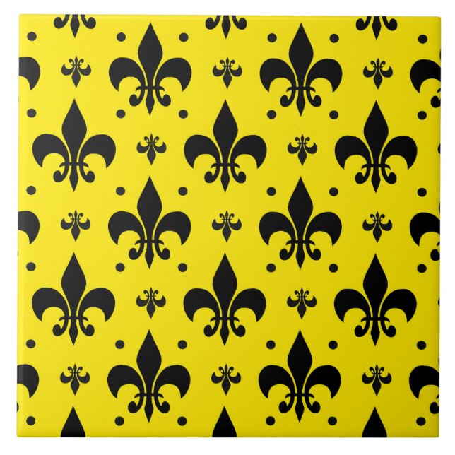 Carreau Arrière - plan Jaune Fleur-de-lis Motif Design (Devant)