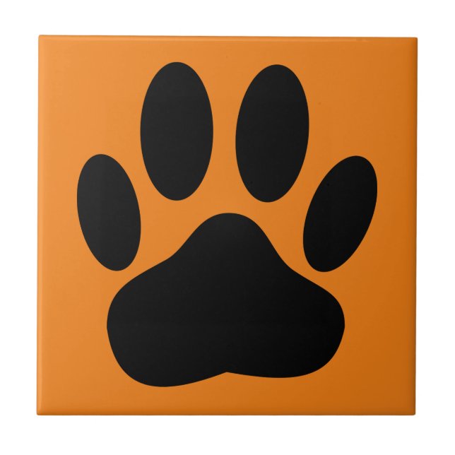 Carreau Arrière - plan Orange Pawprint de chien (Devant)