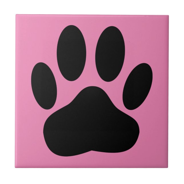 Carreau Arrière - plan rose Pawprint chien (Devant)
