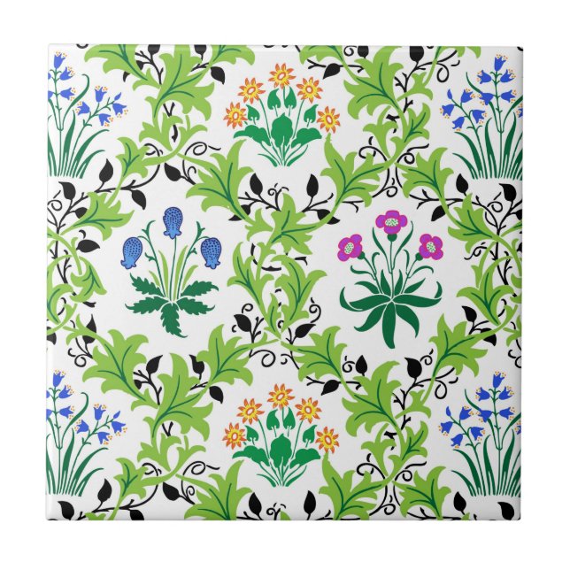 Carreau Arrière - plan vert floral Motif-15232 (Devant)