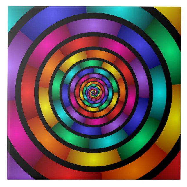 Carreau Arrondi et psychédélique coloré Art moderne fracta (Devant)