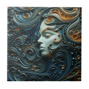 Carreau Art 3D de la femme Lune