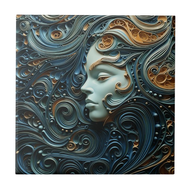 Carreau Art 3D de la femme Lune (Devant)