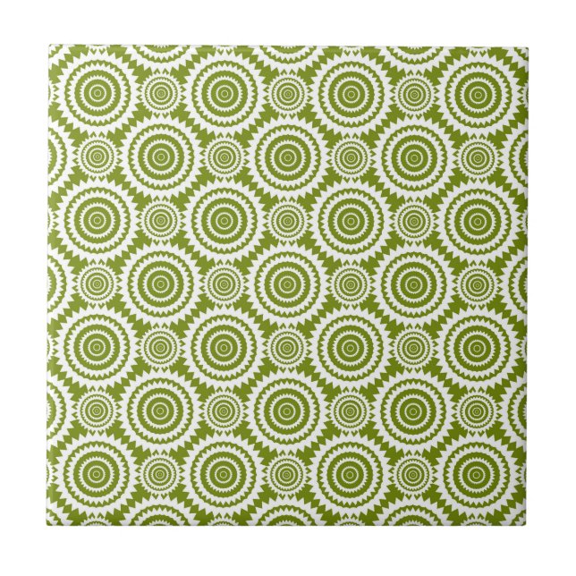 Carreau Art à motif géométrique vert olive et blanc modern (Devant)