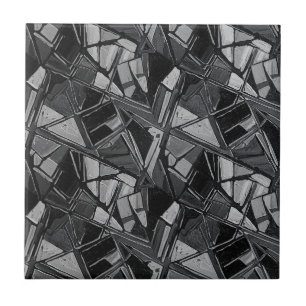 Carreau Art abstrait argent charbon de luxe