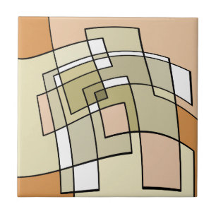 Carreau Art Abstrait Automnal Crème Pastel