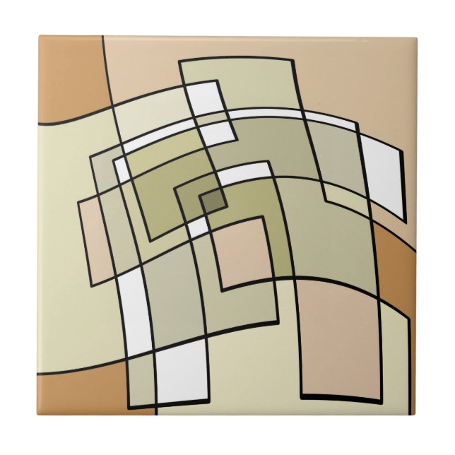 Carreau Art Abstrait Automnal Crème Pastel (Devant)