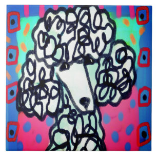 Carreau Art abstrait Caniche blanc