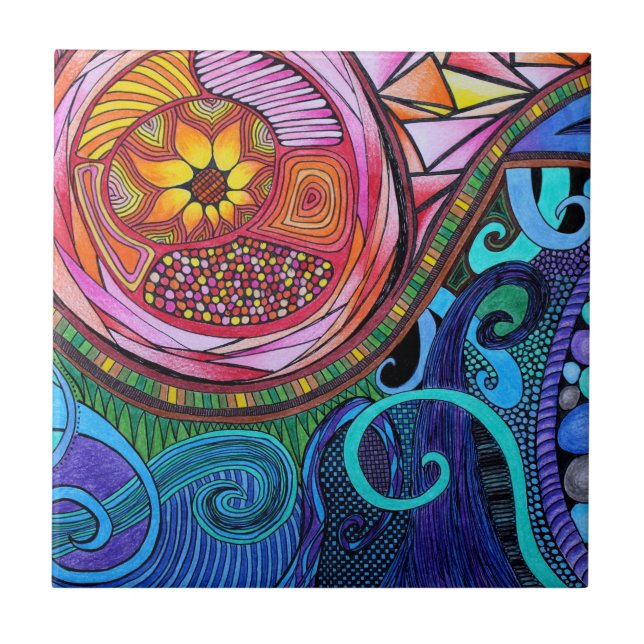 Carreau Art abstrait coloré moderne (Devant)