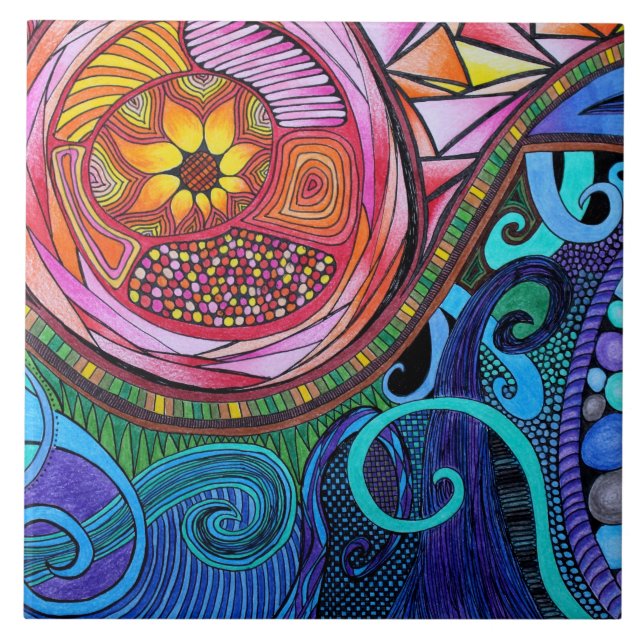 Carreau Art abstrait coloré moderne (Devant)