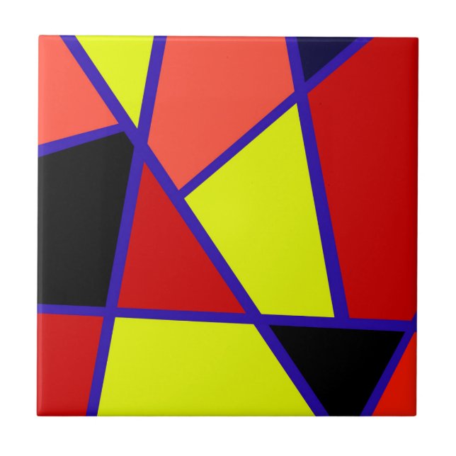 Carreau Art Abstrait Corail jaune noir Minimalisme (Devant)