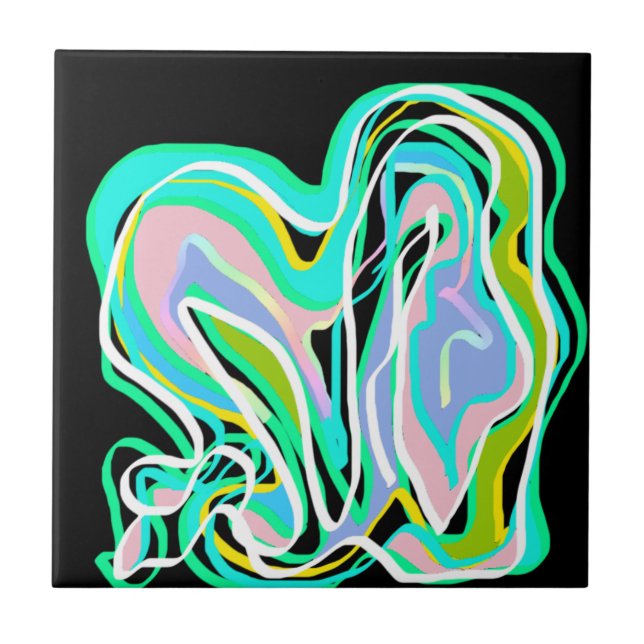 Carreau Art Abstrait Couleurs Vives (Devant)