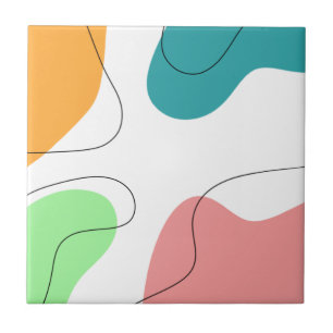 Carreau Art abstrait de blobs de couleur vive minimaliste