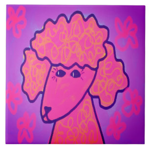 Carreau Art abstrait de caniche rose joli