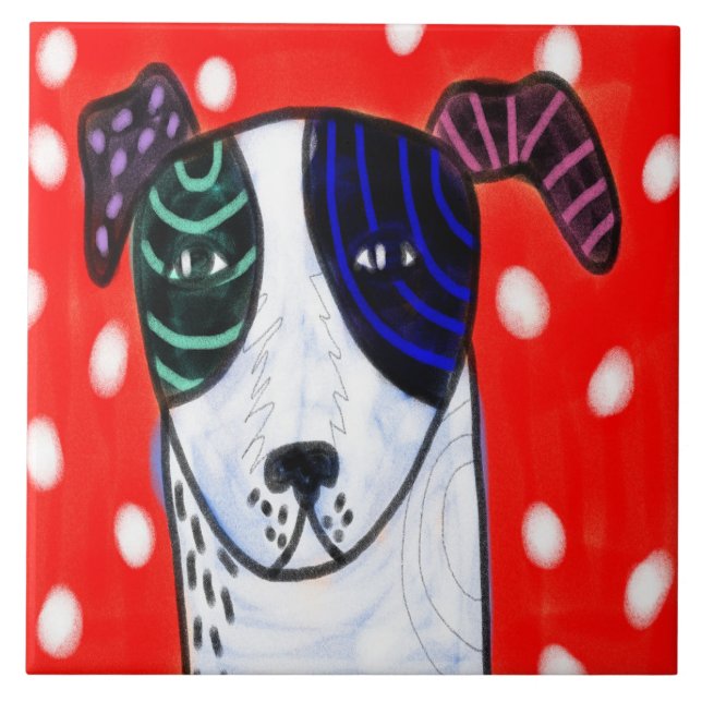 Carreau Art abstrait de chiot mignon (Devant)
