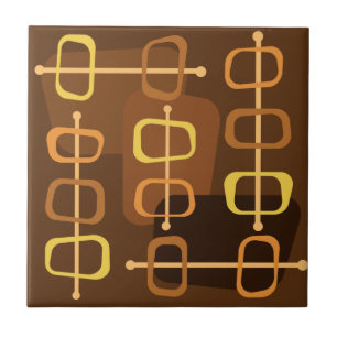 Carreau Art abstrait des années 1950 Pierres creuses brune