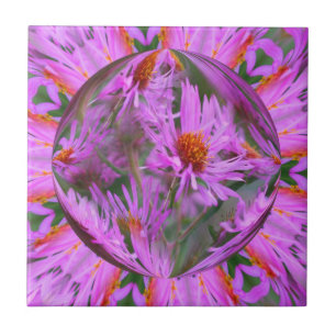 Carreau Art Abstrait Floral Pink Asters