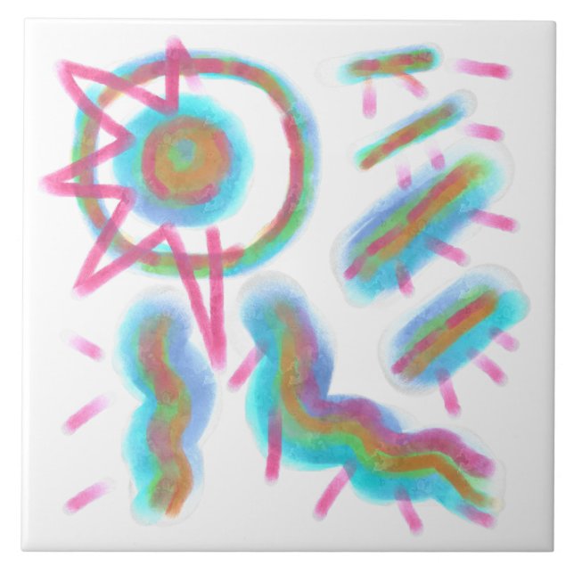 Carreau Art abstrait funky (Devant)