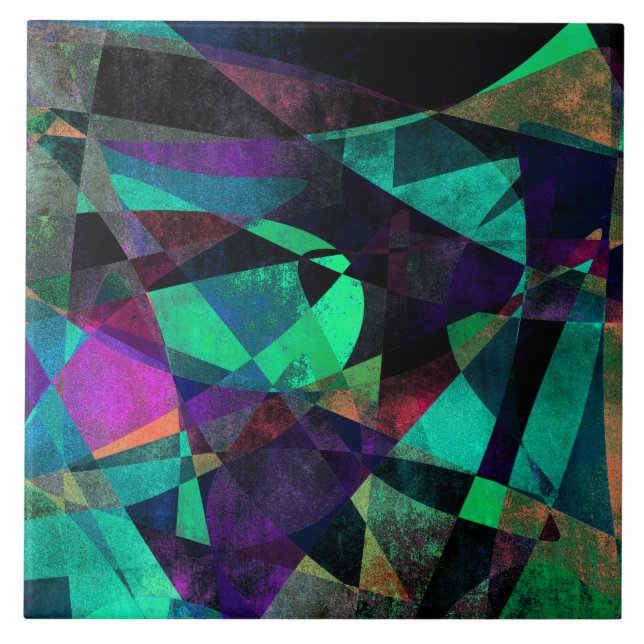 Carreau Art abstrait géométrique, coloré, sale (Devant)