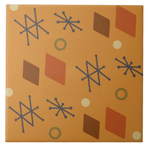 Carreau Art abstrait géométrique des années 1950 Orange br