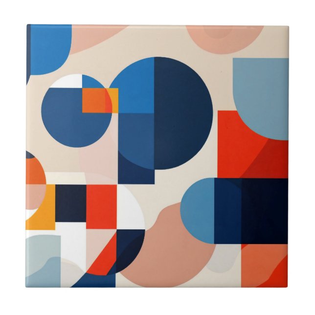 Carreau Art Abstrait géométrique du milieu du siècle scand (Devant)