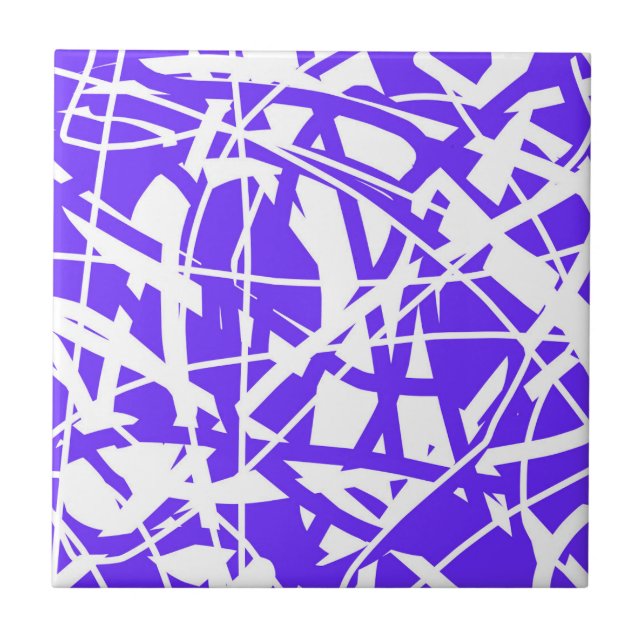 Carreau Art Abstrait Lavande bleu violet blanc minimalisme (Devant)