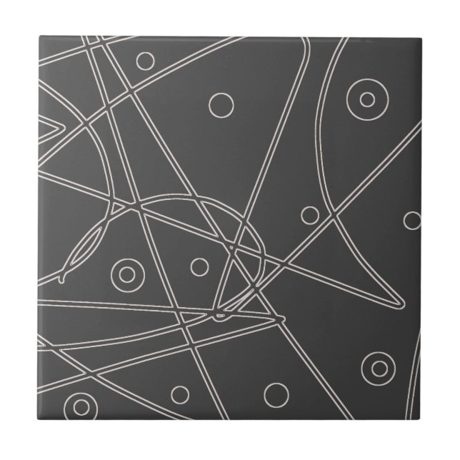 Carreau Art Abstrait Lignes de Charbon Cercles Minimalisme (Devant)