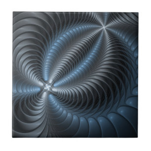 Carreau Art abstrait moderne fractal bleu gris plastique 3