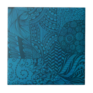 Carreau Art abstrait motif bleu